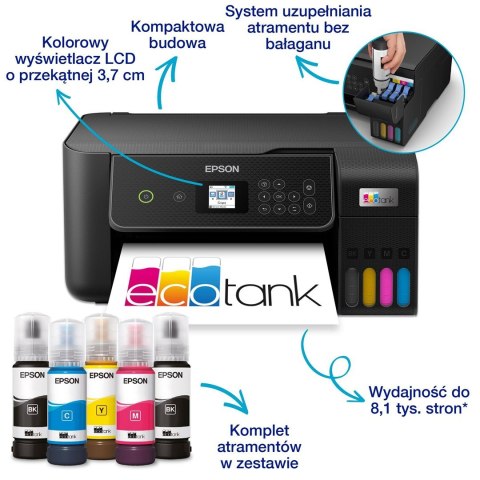 Urz. wielofunkcyjne Epson EcoTank L3280 WiFi CZARNY Urz. wielofunkcyjne Epson EcoTank L3280 WiFi CZARNY