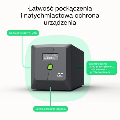 GREEN CELL UPS POWERPROOF 600W/1000VA MODYFIKOWANA SINUSOIDA