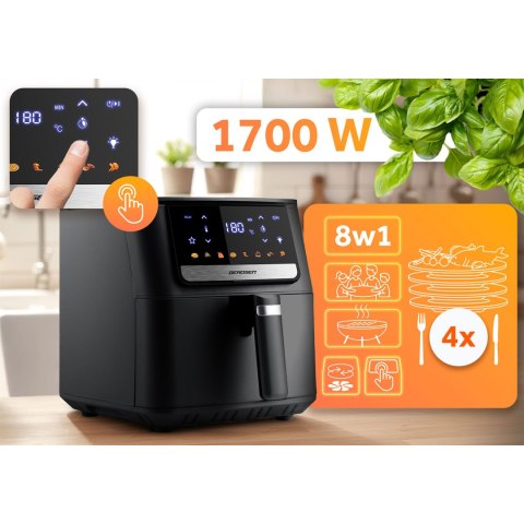Frytkownica beztłuszczowa Air Fryer 8L 1700W Berdsen BD-662 czarna
