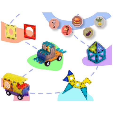 Klocki magnetyczne edukacyjne konstrukcyjne 71 szt RK-782 Ricokids