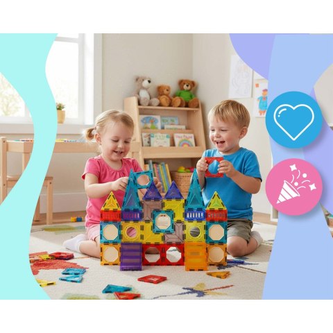 Klocki magnetyczne edukacyjne konstrukcyjne 71 szt RK-782 Ricokids