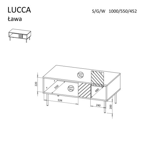 Ława/Stolik LUCCA 100x55x46 biały