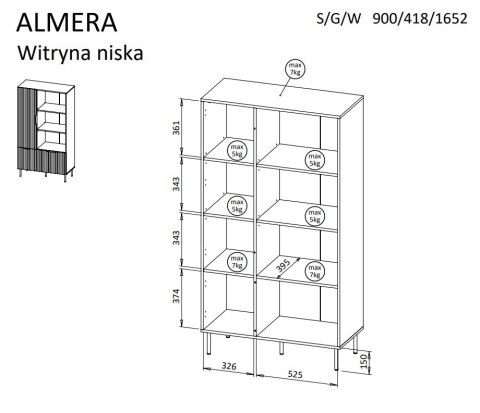 Regał 4 ALMERA 90x42x165 orzech/kaszmir Regał 4 ALMERA 90x42x165 orzech/kaszmir