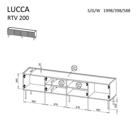 Szafka RTV 4D LUCCA 200x40x59 biały Szafka RTV 4D LUCCA 200x40x59 biały