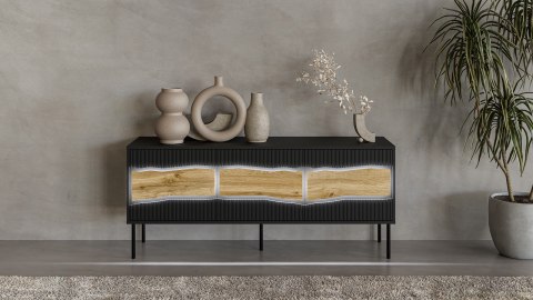 Szafka RTV INSERTO 3D 143,5x40x61,5 czarny + LED Szafka RTV INSERTO 3D 143,5x40x61,5 czarny + LED