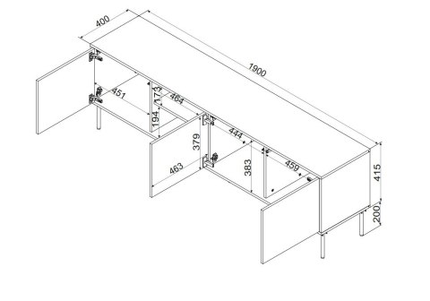 Szafka RTV INSERTO 3D1W 190x40x61,5 czarny + LED Szafka RTV INSERTO 3D1W 190x40x61,5 czarny + LED