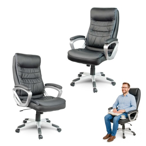 Fotel biurowy skórzany Sofotel EG-226 czarny ergonomiczny TILT