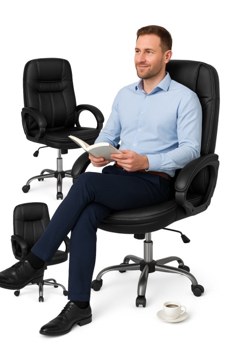 Fotel gabinetowy Sofotel 355 czarny skórzany ergonomiczny TILT