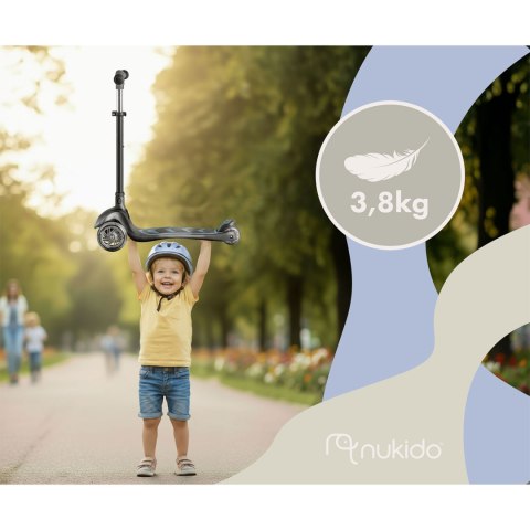 Hulajnoga trójkołowa balansowa z siedziskiem Nukido Flippo czarna LED - Czarna