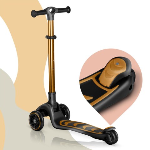 Hulajnoga trójkołowa balansowa z siedziskiem Nukido Flippo złota LED