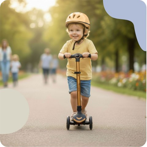 Hulajnoga trójkołowa balansowa z siedziskiem Nukido Flippo złota LED