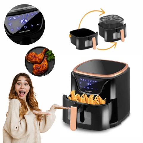 Frytkownica beztłuszczowa Air Fryer 5L 1500W Berdsen BD-652 czarno-złota