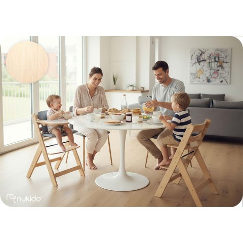 Drewniane krzesełko do karmienia Nelo Nukido regulowane z tacką 6m+