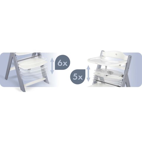 Drewniane krzesełko do karmienia Nelo Nukido regulowane z tacką 6m+ - szare