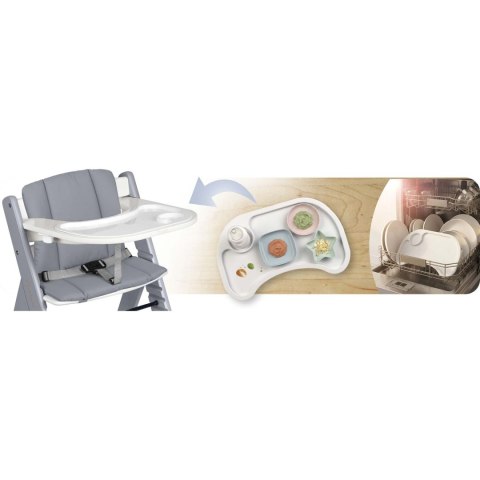 Drewniane krzesełko do karmienia Nelo Nukido regulowane z tacką 6m+ - szare