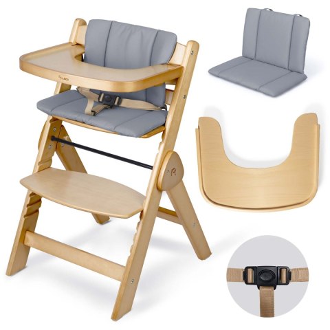 Drewniane krzesełko do karmienia Nelo Nukido regulowane z tacką 6m+