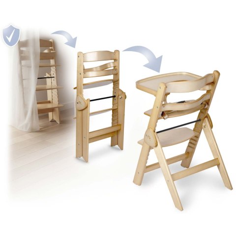 Drewniane krzesełko do karmienia Nelo Nukido regulowane z tacką 6m+