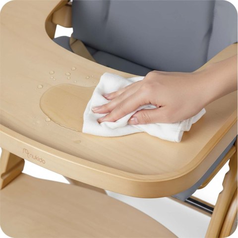 Drewniane krzesełko do karmienia Nelo Nukido regulowane z tacką 6m+