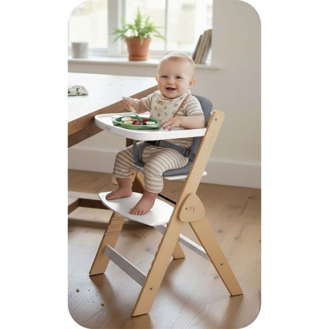 Drewniane krzesełko do karmienia Timo Nukido składane regulowane 6m+ białe
