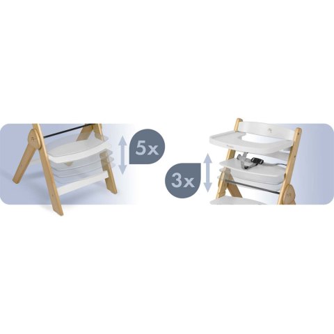 Drewniane krzesełko do karmienia Timo Nukido składane regulowane 6m+ białe