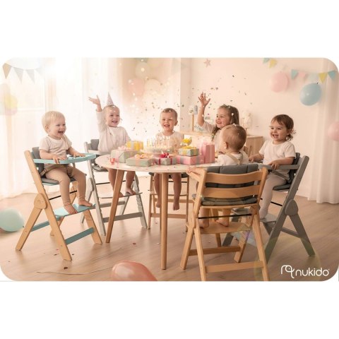 Drewniane krzesełko do karmienia Timo Nukido składane regulowane - miętowe