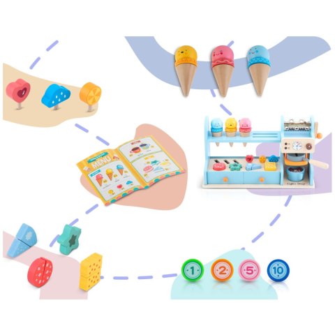 Drewniana kawiarnia lodziarnia NK880 Nukido zestaw do zabawy 3+