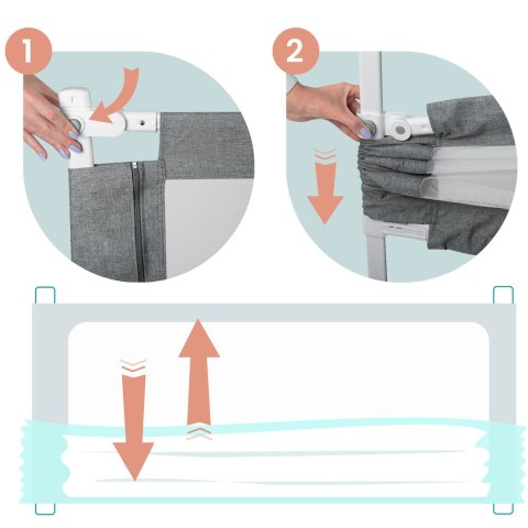 Barierka ochronna do łóżka zabezpieczająca bramka blokada 200 cm Nukido NK-227 szara