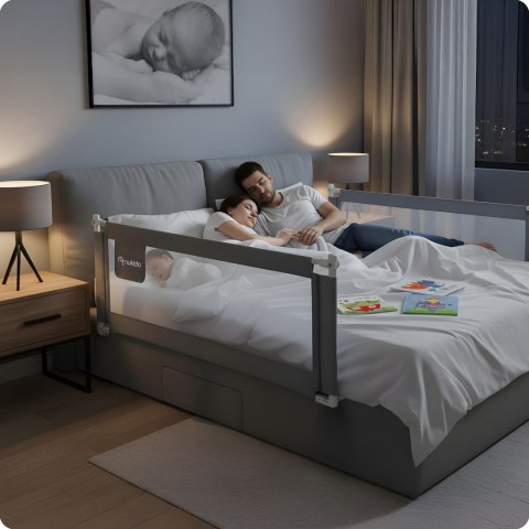 Barierka ochronna do łóżka zabezpieczająca bramka blokada180 cm Nukido NK-227 szara