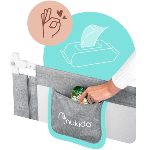 Barierka ochronna do łóżka zabezpieczająca bramka blokada180 cm Nukido NK-227 szara