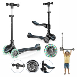 Hulajnoga trójkołowa balansowa z siedziskiem Nukido Flippo czarna LED - Czarna