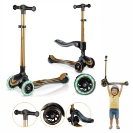 Hulajnoga trójkołowa balansowa z siedziskiem Nukido Flippo złota LED