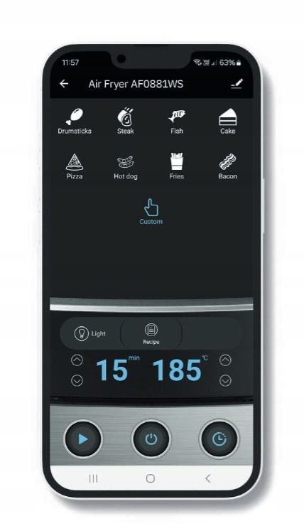 Frytkownica beztłuszczowa Webber AF800 UNO 8L Wi-Fi para Air Fryer