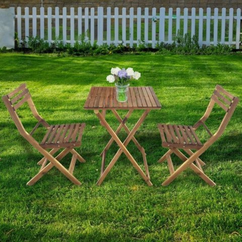 ZESTAW MEBLI OGRODOWYCH DREWNIANYCH STOLIK KRZESŁA I NA TARAS OGRÓD BALKON