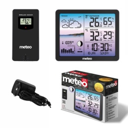 Stacja pogodowa METEO SP107 czarna bezprzewodowa z czujnikiem