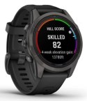 Zegarek Garmin Fenix 7S Pro 42mm Sapphire Solar szary tytanowy DLC z czarnym paskiem
