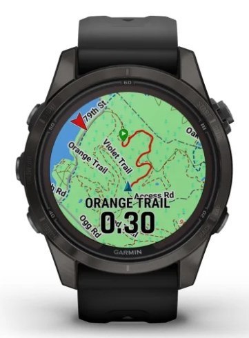 Zegarek Garmin Fenix 7S Pro 42mm Sapphire Solar szary tytanowy DLC z czarnym paskiem
