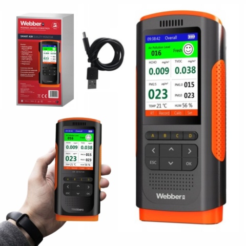 Miernik jakości powietrza Webber UP900 7w1 PM2.5 PM10 HCHO TVOC