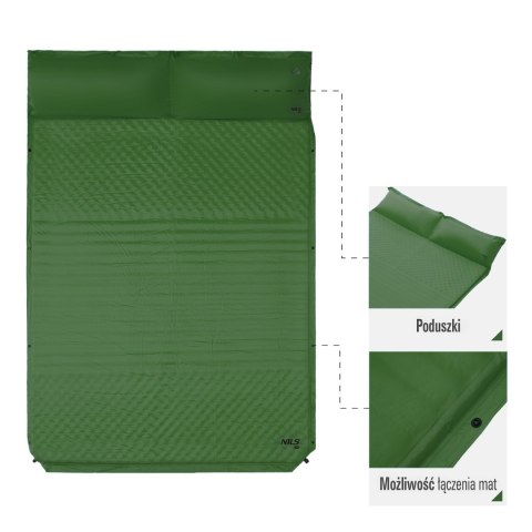 NC4060 ZIELONA MATA SAMOPOMPUJĄCA DWUOSOBOWA Z PODUSZKĄ NILS CAMP