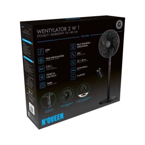 Wentylator 2 w 1 stojący i biurkowy NOVEEN F535 16"/40cm