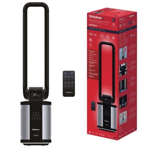 Bezłopatkowy wentylator Webber WB1820 czarny 6w1 nawilżacz HEPA