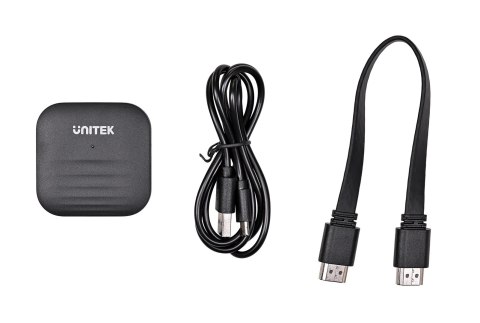 UNITEK BEZPRZEWODOWY NADAJNIK HDMI DO 50M, USB-C, CZARNY