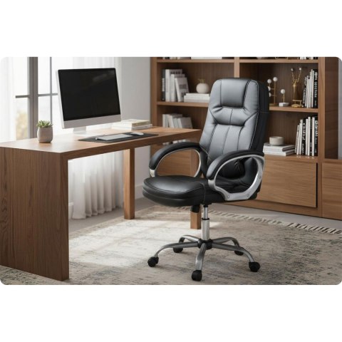 Fotel gabinetowy Sofotel 355 czarny skórzany ergonomiczny TILT