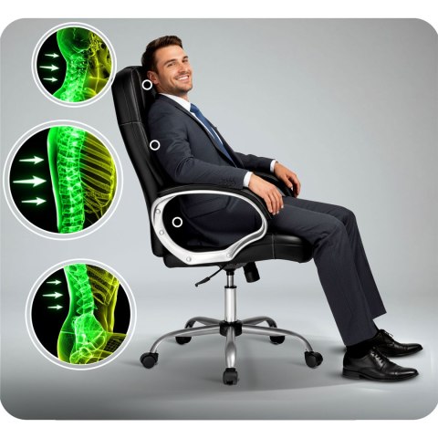 Fotel gabinetowy Sofotel 355 czarny skórzany ergonomiczny TILT