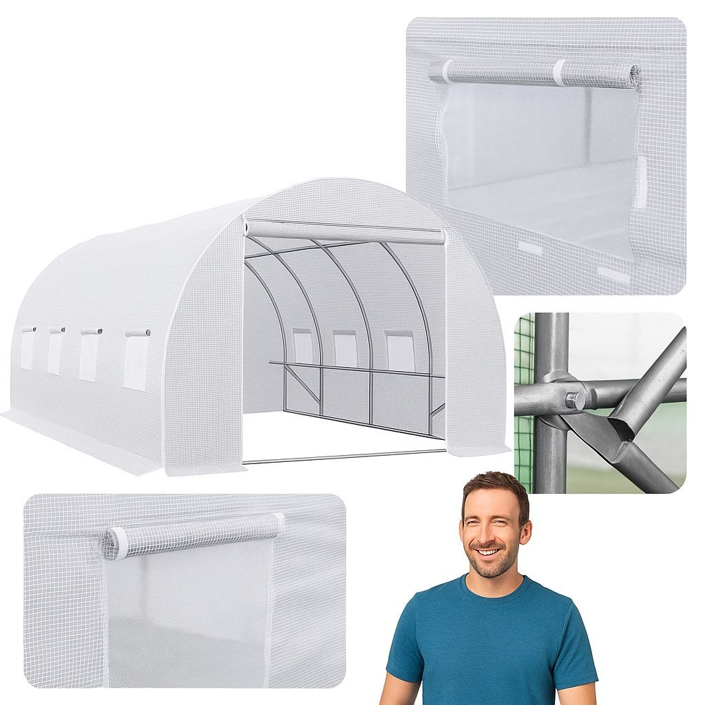 Tunel foliowy ogrodowy TF425 4x2,5m UV4 140g/m² 8 okien