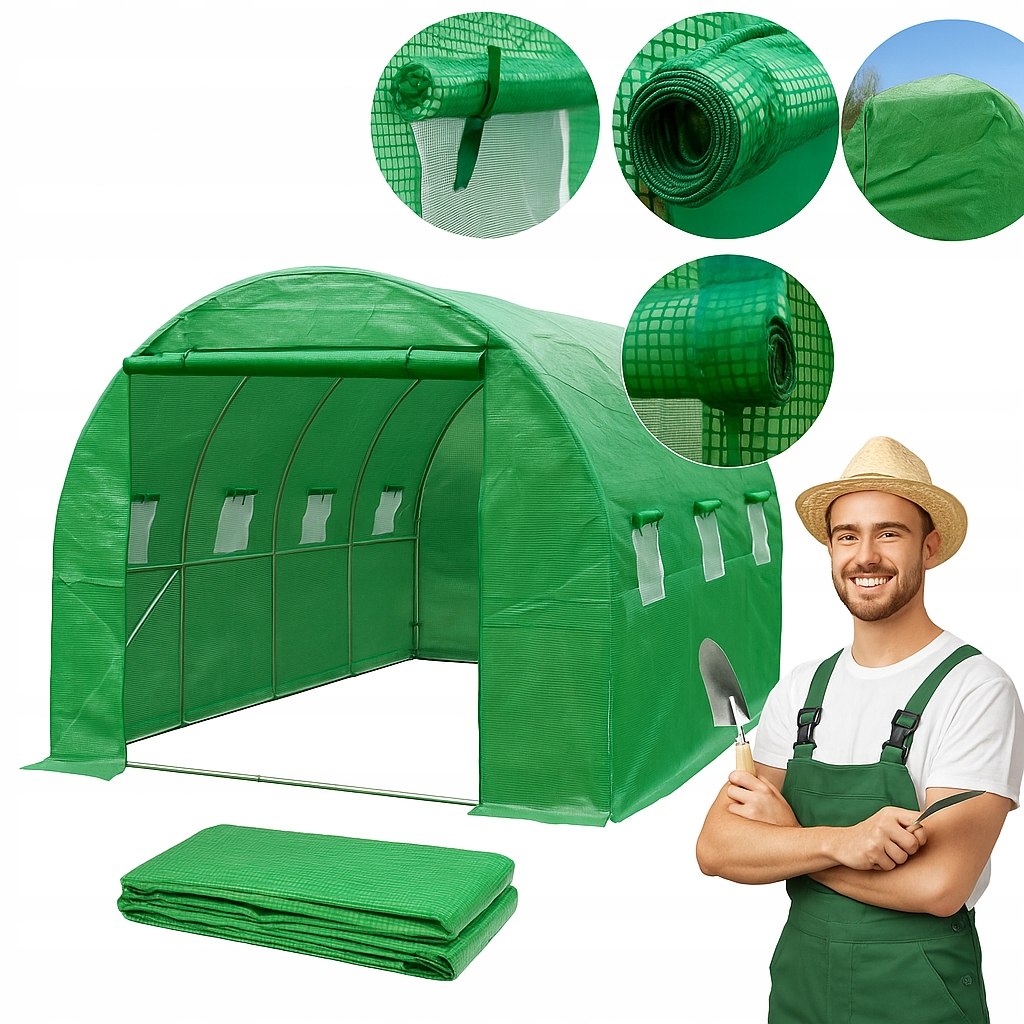 Tunel foliowy ogrodowy TF425 4x2,5m UV4 140g/m² 8 okien